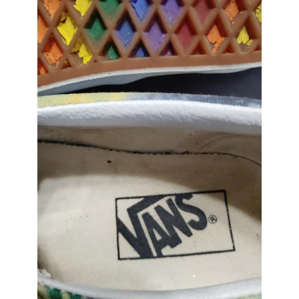 Vans Unisex RAINBOW Tie Dye Gender Inclusive M 7/WM 8.5 Checkerboard‎ Slip On's